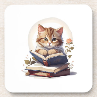 Kat lezen boek bier onderzetter