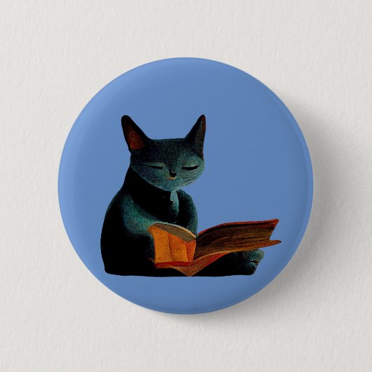 Kat lezen boek ronde button 5,7 cm (Voorkant)