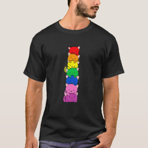 Kat LGB Regenboogvlag Katten LGBQ Pride Maand Bon T-shirt