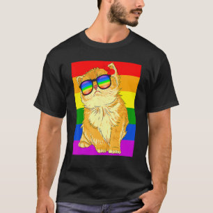 Kat Lgbt Gay Regenboog Pride Vlag Jongens Mannen M T-shirt