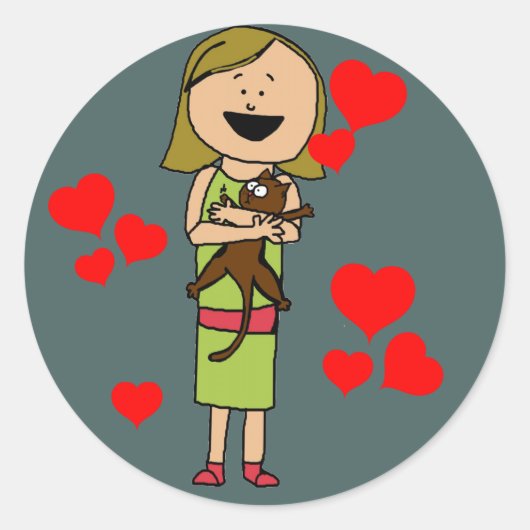 kat liefdesstickers ronde sticker (Voorkant)