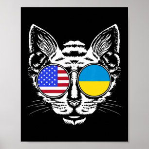 Kat Liefhebber Ons Oekraïense Vlag Oekraïne Amerik Poster
