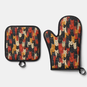 Kat Liefhebber Patroon Ovenwant & Pannenlap Set