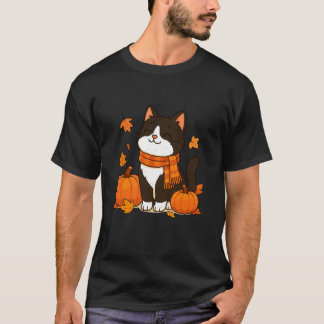 Kat Liefhebber Pompoen Herfstbladeren Herfstseizoe T-shirt
