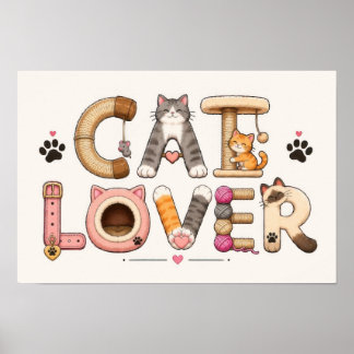 Kat Liefhebber Woord Kunst Poster