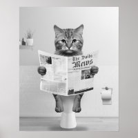 Kat Liefhebbers Badkamer Muur Kunst, Zwart en Wit