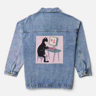 Kat liefhebbers Tuxedo kat Denim Jacket