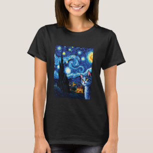Kat Liefhebbers Van Gogh Geïnspireerde Feliene Lie T-shirt