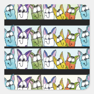 Kat line-up kleurrijke katten vierkante sticker