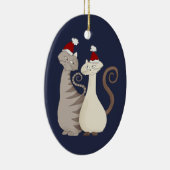 Kat Love Couple Blue Keramisch Ornament (Rechts)
