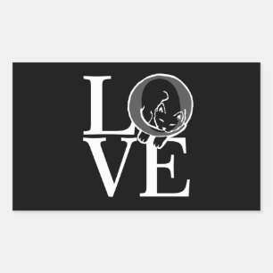 Kat Love on Black Decor Rechthoekige Sticker
