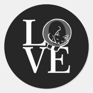 Kat Love on Black Ronde Sticker