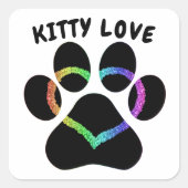 Kat Love Rainbow Heart Vierkante Sticker (Voorkant)