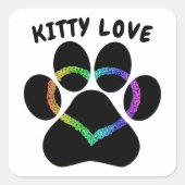 Kat Love Rainbow Heart Vierkante Sticker (Voorkant)