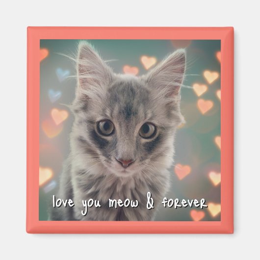 Kat Love Square Magnet Magneet (Voorkant)