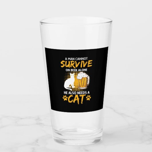 Kat Lover een Man met bier en kat Glas (Voorkant)