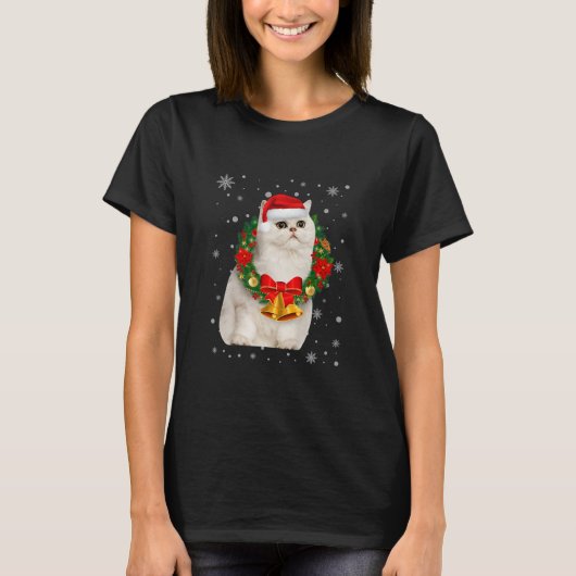 Kat Lover Funny Persizische kerstboom T-shirt (Voorkant)