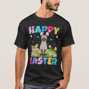 Kat Lover Happy Paaster Bunny Siamese Kat Pasen T-shirt
