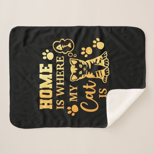 Kat Lover Home is waar mijn kat is Sherpa Deken (Voorkant (horizontaal))