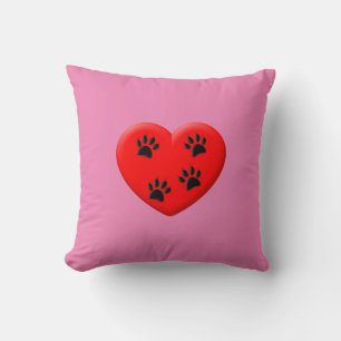 Kat Lover Red Heart en Paws Classic Kussen