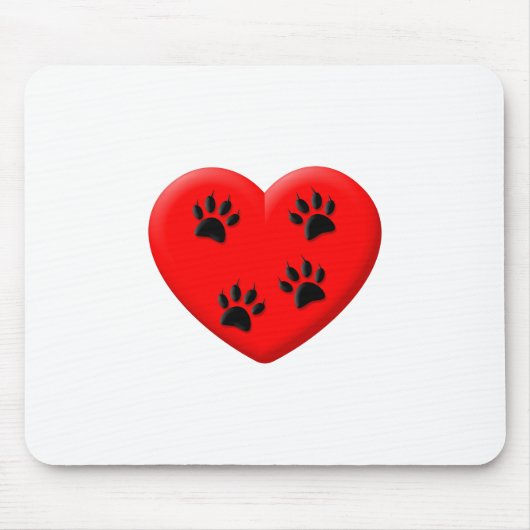 Kat Lover Red Heart en Paws Muismat (Voorkant)