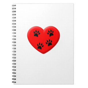 Kat Lover Red Heart en Paws Notitieboek