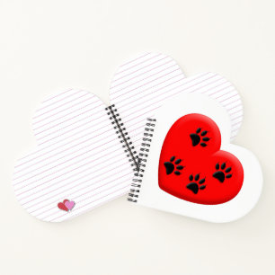 Kat Lover Red Heart en Paws Notitieboek