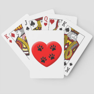 Kat Lover Red Heart en Paws Pokerkaarten
