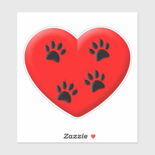 Kat Lover Red Heart en Paws Sticker (Vel)