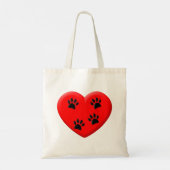 Kat Lover Red Heart en Paws Tote Bag (Achterkant)