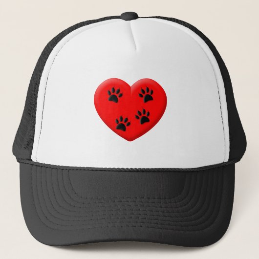 Kat Lover Red Heart en Paws Trucker Pet (Voorkant)