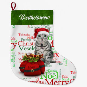 Kat Lover Santa Kat met muis Grote Kerstsok