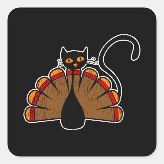 Kat Lover Thanksgiving Kinder Kat Vierkante Sticker (Voorkant)