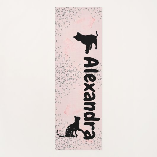 Kat Lovers Black Cats Diamonds Roze was Yogamat (Voorkant)