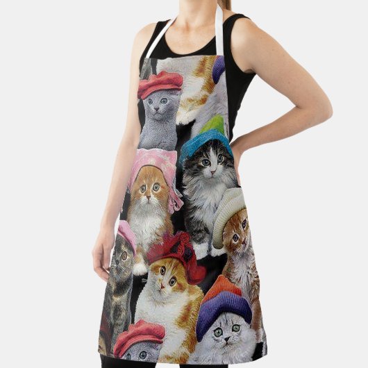 Kat Lovers Cat Collage All-Over Print Apron Schort (Insitu)