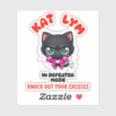 Kat Lym In Defeater Mode Gym Sticker (Feuille)