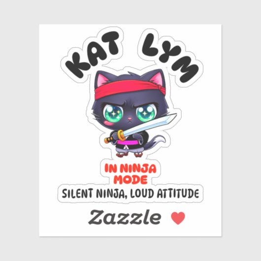 Kat Lym In Ninja Mode Cat Sticker (Feuille)