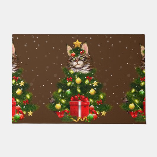 Kat Maine Coon Cat Xmas Bastruitjes Lat Lover Ugly Deurmat (Voorkant)