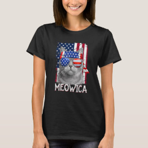 Kat Mam en Kat Papa USA Vlag Kat 4th van juli Meow T-shirt