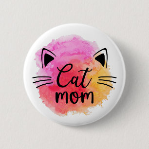 Kat mam, kleurrijke kat ronde button 5,7 cm