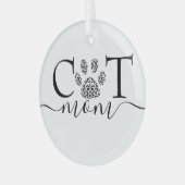 Kat mam pawprint glas ornament (Voorkant links)