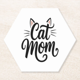 Kat Mam Whiskers en oren Kartonnen Onderzetters