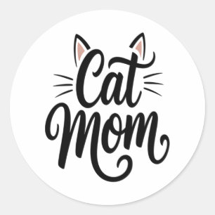 Kat Mam Whiskers en oren Ronde Sticker