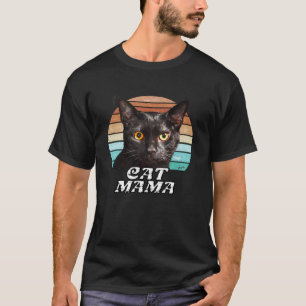 Kat Mama Moeder Moederdag Zwarte Kat Retro T-shirt