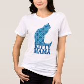 Kat mama zit in Denim Blue Pattern Tri-Blend Shirt (Voorkant)