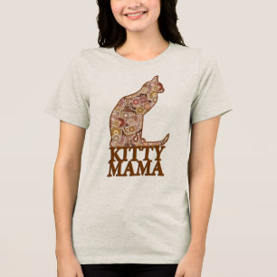 Kat mama zit in een kat met chocolade Brown Tri-Blend Shirt