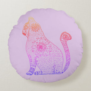 Kat Mandala Art Ronde Kussen