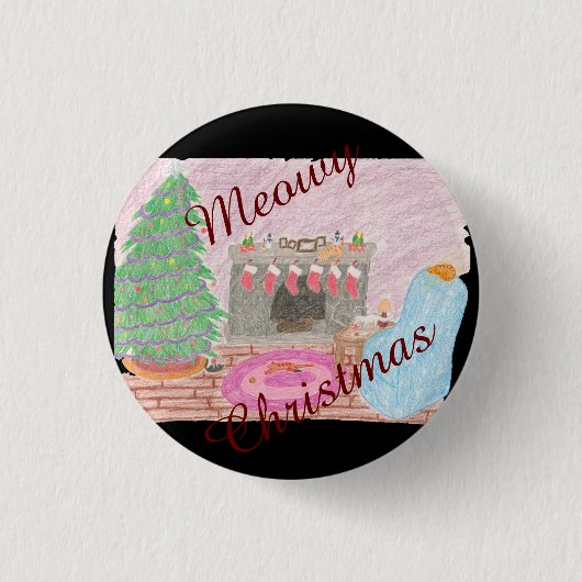 Kat-mas Mischief (kerstmis) Ronde Button 3,2 Cm (Voorkant)