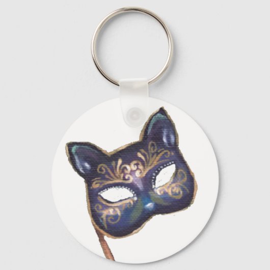 Kat Masker Sleutelhanger Venetian Mask Sleutelhang (Voorkant)