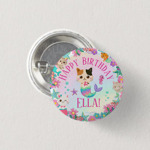 Kat Meeuwmeisje Verjaardagsfeest Ronde Button 3,2 Cm